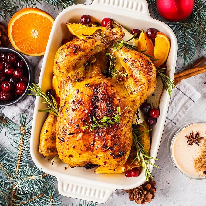 Sunvivi 8-Quart Roaster Oven with Self-Basting Lid, Electric Turkey Roaster Oven with Removable Pan and Rack, Stainless Steel, White