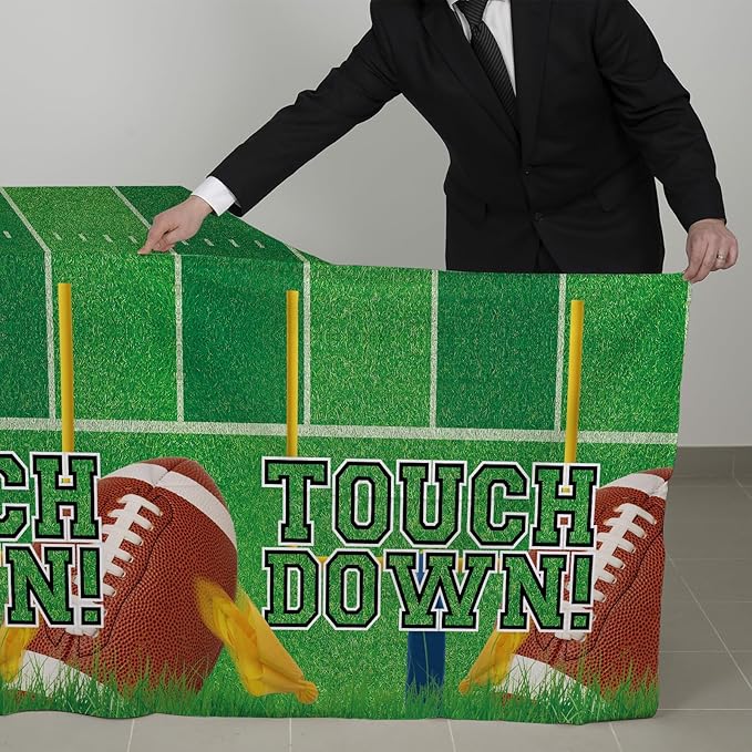 Gatherfun 2-Pack Football Decorations ??Touchdown Tablecloth Set, 54x108 Disposable Plastic Covers for Game Party, Birthday Party & Football-Themed Favors