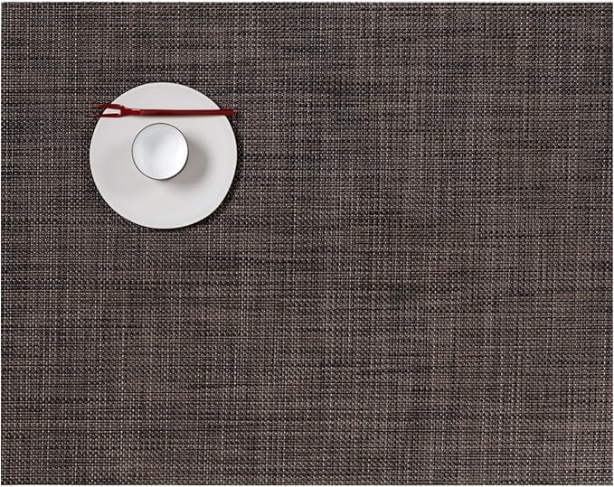 Chilewich Mini Basketweave Placemats in Dark Walnut - Set of 4 - Easy Care Woven Tabletop Textiles - Indoor/Outdoor - 19" x 14" Rectangle
