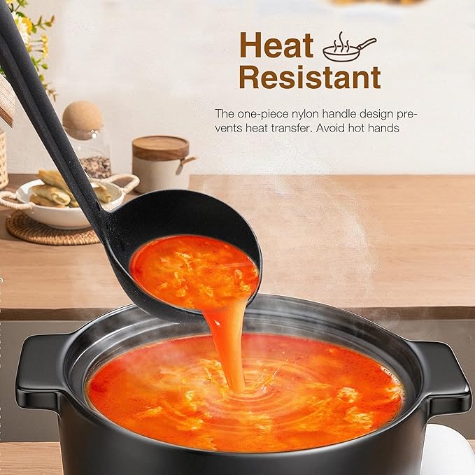 TJ POP Kitchen Utensils Set of 11 Pcs, Nylon Utensils Set, Non-Stick Cooking Utensils Set 410째F Heat Resistant, Kitchen Gadgets Accessories Tools for Cookware (BPA Free)