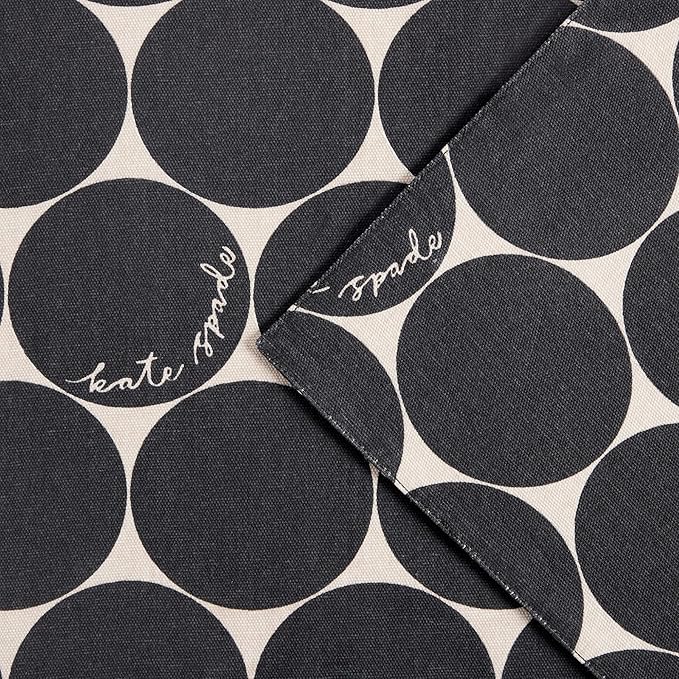 Kate Spade New York Joy Dot Placemats 4-Pack Set, Reversible, 100% Cotton, Machine Washable, Black/Beige, 13"x19"