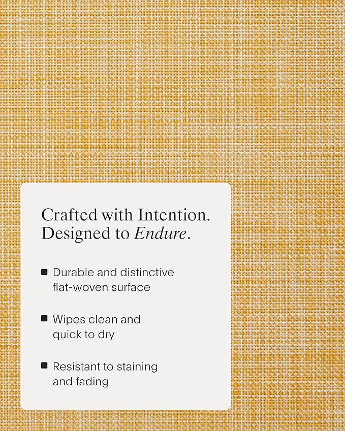 Chilewich Mini Basketweave Placemats in Ochre - Set of 4 - Easy Care Woven Tabletop Textiles - Indoor/Outdoor - 19" x 14" Rectangle