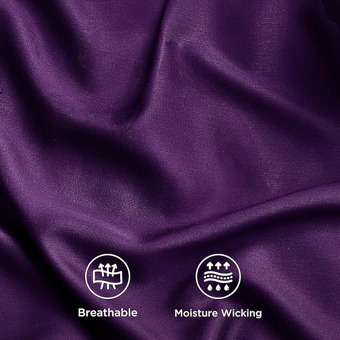 Bedsure King Size Sheets Set, Cooling Sheets for Hot Sleepers, Rayon Derived from Bamboo, Breathable & Soft, Deep Pocket Up to 16 Inches, Hotel Luxury Silky Bedding, Plum