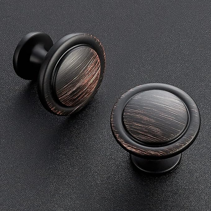 Ravinte 15 Pack 1-1/4 inch Kitchen Cabinet Knobs Oil-Rubbed Bronze Zinc Pulls Door Handles for Dresser Drawers