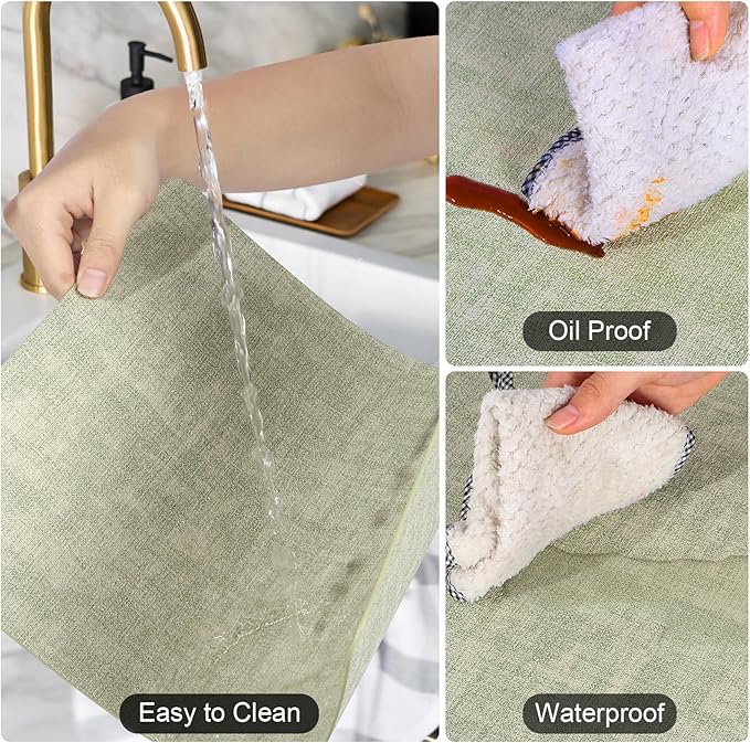 Boobezeen Faux Leather Placemats Set of 6, Heat Resistant Wipeable Washable Vinyl Place Mats, Waterproof Anti-Slip Dining Table Mats, Suitable for Indoor & Outdoor Use (Light Green)