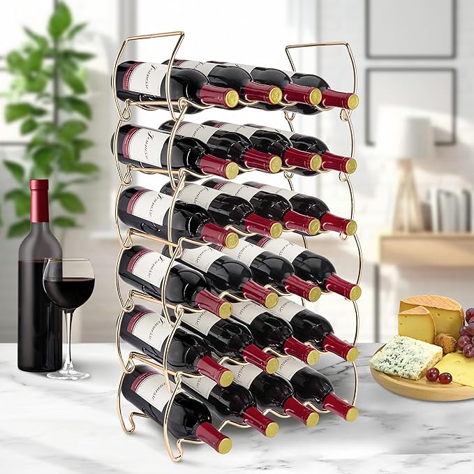 Sorbus 6-Tier Stackable Wine Rack - Classic Style Wine Racks for Bottles - Perfect for Bar, Wine Cellar, Basement, Cabinet, Pantry, etc - Hold 24 Bottles, Metal (Copper)