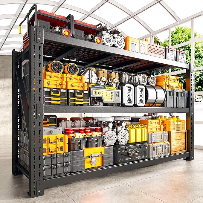 Bepatio 8250LBS Garage Shelving Heavy Duty Storage Shelves Industrial Metal Shelving Adjustable 3-Tier Shelves for Garage, Warehouse Basement 24" D 횞 60" W 횞 66" H