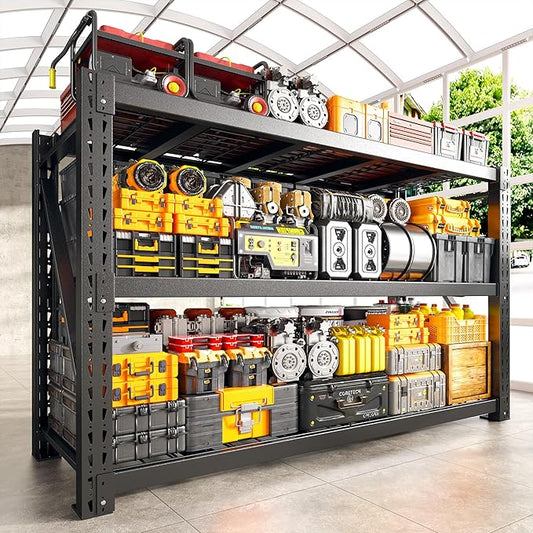 Bepatio 8250LBS Garage Shelving Heavy Duty Storage Shelves Industrial Metal Shelving Adjustable 3-Tier Shelves for Garage, Warehouse Basement 24" D 횞 60" W 횞 66" H
