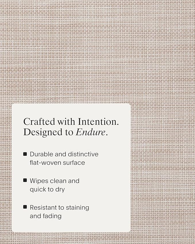 Chilewich Mini Basketweave Placemats in Parchment - Set of 4 - Easy Care Woven Tabletop Textiles - Indoor/Outdoor - 15" Round