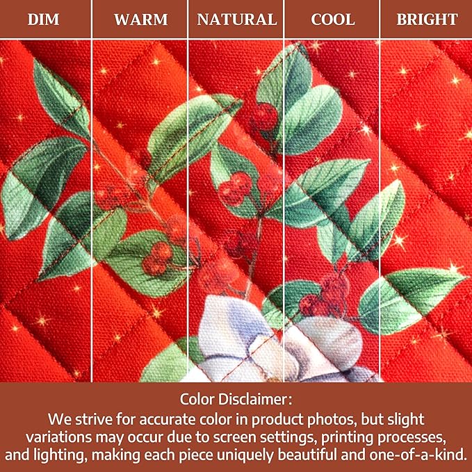 Maison d' Hermine Pot Holders 100% Cotton Heat Resistant Potholders 8" x 8" Hot Pads with Loop for Thanksgiving Christmas Decorations BBQ Cooking Baking Handling Hot Pans (Pack of 1, Noel)