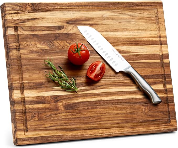 WALDWERK Large Teak Wood Cutting Board (18 x 14 x 1.2") - Solid Wood Cutting Board - Large Teak Wood Chopping Board - Wooden Butcher Block for Kitchen