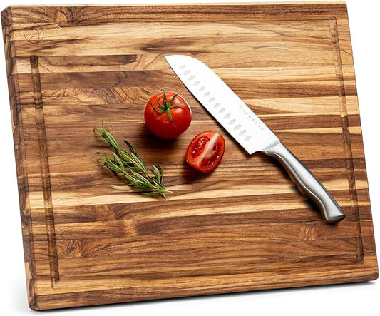 WALDWERK Large Teak Wood Cutting Board (18 x 14 x 1.2") - Solid Wood Cutting Board - Large Teak Wood Chopping Board - Wooden Butcher Block for Kitchen