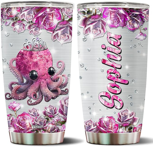 WONWIX Personalized Octopus Gifts for Women, Insulated Stainless Steel 20oz Coffee Cup Mug Tumbler Water Bottle, Great Gift Idea for Girls Wife Daughter, Christmas Birthday Mother's Day Valentine