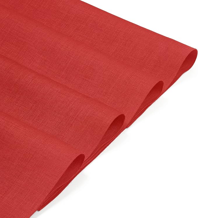 D'Moksha Homes Linen Placemats 14 x 19 Inch - Bright Red Placemats Set of 8-100% Pure Linen Table Place Mats for Valentines, Spring, Easter - Handcrafted and Machine Washable