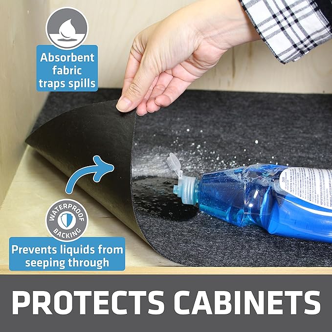 Drymate Premium XL Under Sink Mat, Waterproof Cabinet Protection Mats for Kitchen & Bathroom, Absorbent Shelf Liners, Slip-Resistant, Non-Adhesive, Machine Washable (USA Made)(24?쓝59??(Charcoal)