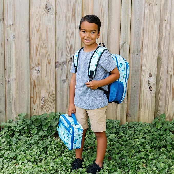 Wildkin JumpOff Jo Insulated Lunch Box ??Durable, Reusable for Kids ??Blue Dino
