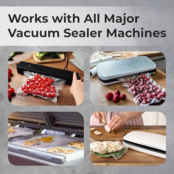 Vacuum Sealer Bags Roll 8" x 50' for Sous Vide and Food Storage, BPA Free, Heavy Duty Commercial Grade Bag Rolls for Meal Prep and Boil Safe Use, 4 Count (200 FT)