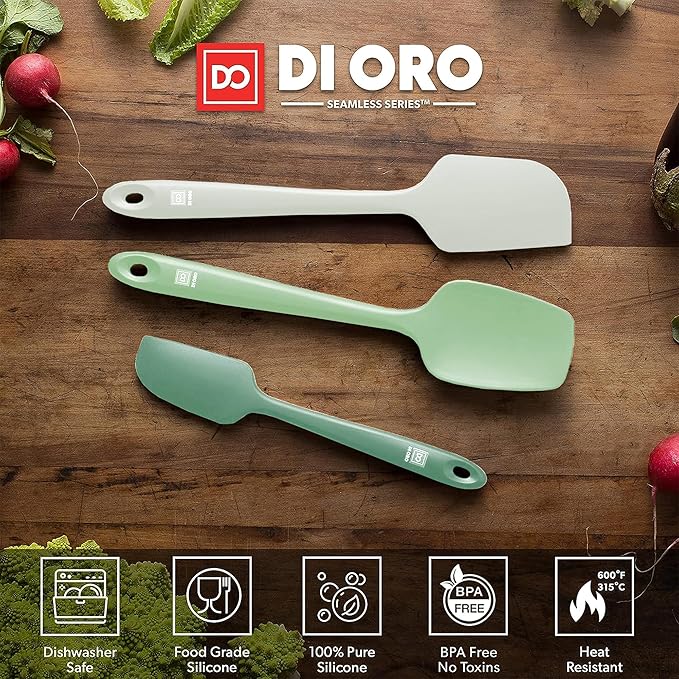 di Oro Living Silicone Spatula Set - Rubber Kitchen Spatulas for Baking, Cooking, & Mixing - 600째F Heat-Resistant & BPA Free Silicone Scraper Spatulas for Nonstick Cookware - Dishwasher Safe (Pastel)
