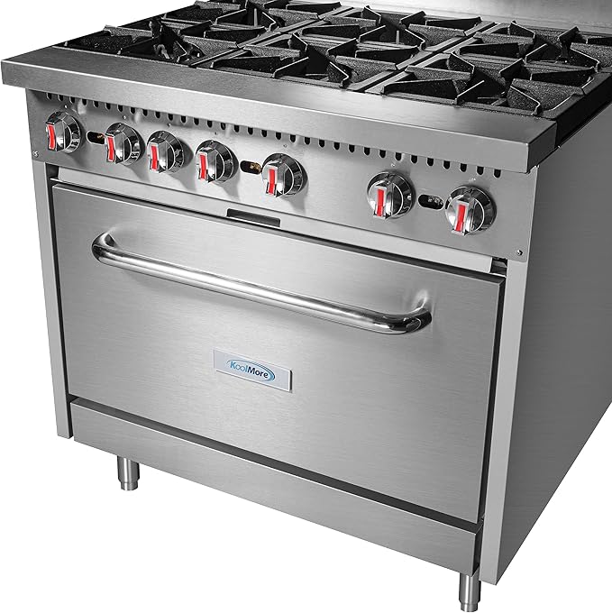 KoolMore 36 in. 6 Burner Commercial Liquid Propane Range with Oven (KM-CR36-LP)