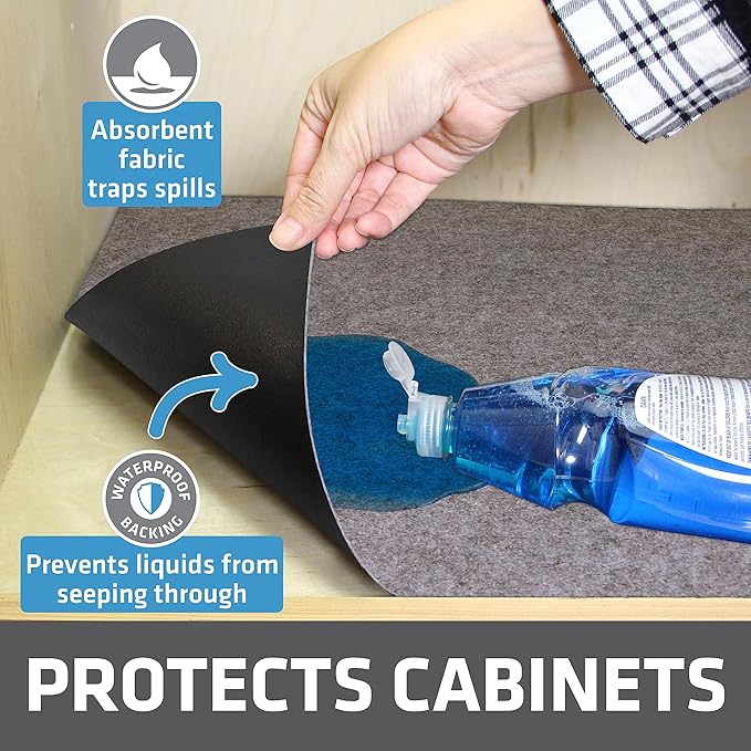 Drymate Premium Under Sink Mat, Waterproof Cabinet Protection Mats for Kitchen & Bathroom, Absorbent Shelf Liners, Slip-Resistant, Non-Adhesive, Machine Washable (USA Made)(24?쓝29??(Light Grey)