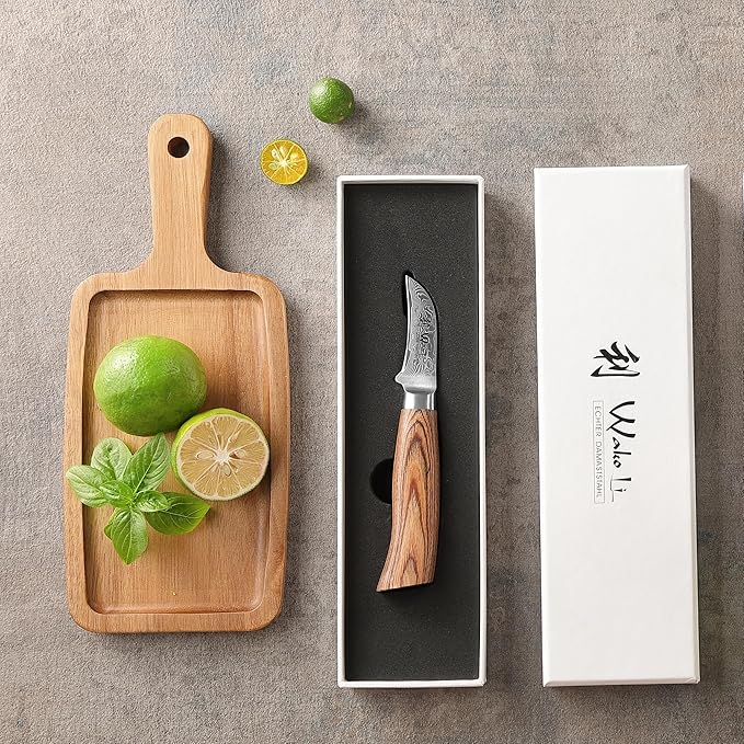 Wakoli EDIB Pro Damascus Peeling Knife ??Japanese Style Kitchen Knife | 2.4-Inch Genuine Damascus Steel Blade with VG10 Core | Ergonomic Pakkawood Handle | Professional Chef Knife in Gift Box