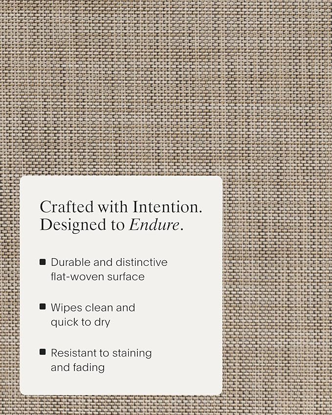 Chilewich Mini Basketweave Placemats in Linen - Set of 4 - Easy Care Woven Tabletop Textiles - Indoor/Outdoor - 15" Round