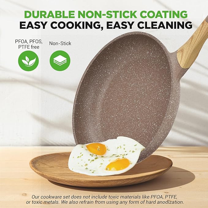 Nutrichef 22-Piece Marble Non-Stick Cookware and Bakeware Set - Professional Home Kitchen Collection with Multi-Sized Pots, Pans, and Heat-Resistant Tools