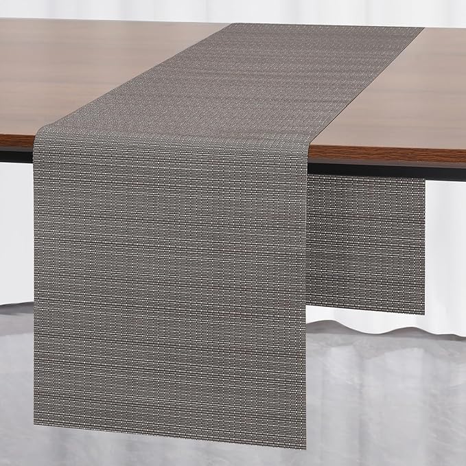 Myir JUN Table Runner, Vinyl Table Runner Indoor 72 Inch Long Arbitrarily Cropped Runner for Table Heatproof for Home Party (Dark Gray, 12 x 72 inch)