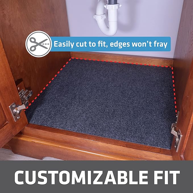 Drymate Premium Under Sink Mat, Waterproof Cabinet Protection Mats for Kitchen & Bathroom, Absorbent Shelf Liners, Slip-Resistant, Machine Washable (USA Made)(24?쓝29??(Charcoal)(12-Pack)