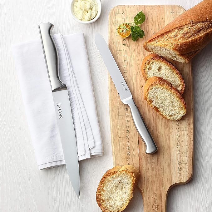 McCook짰 Knife Sets, German Stainless Steel Knife Block Sets with Built-in Sharpener