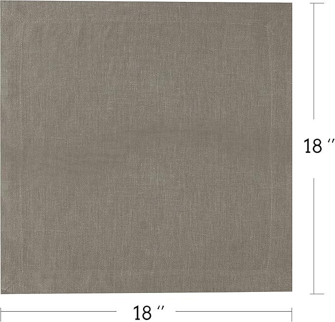 KNOKNO Home Pure Hemp Placemats 18 x 18 Inch Set of 4 Handcrafted with Mitered Corners Natural Fabric,Machine Washable Table Mats for Dining Tables (Moss Green, Napkins | Set of 4)