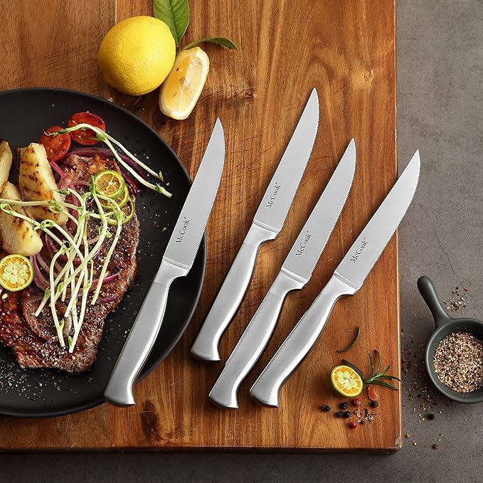 McCook짰 Knife Sets, German Stainless Steel Knife Block Sets with Built-in Sharpener