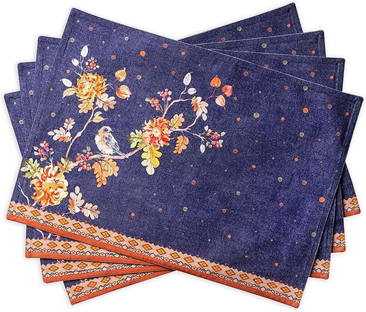 Maison d' Hermine Placemats Set of 4 100% Cotton Washable Cloth Place Mats, Reusable Table Mats for Thanksgiving Christmas Decorations Kitchen Dining Party Wedding (Kelim - Infinity, 13" x 19")