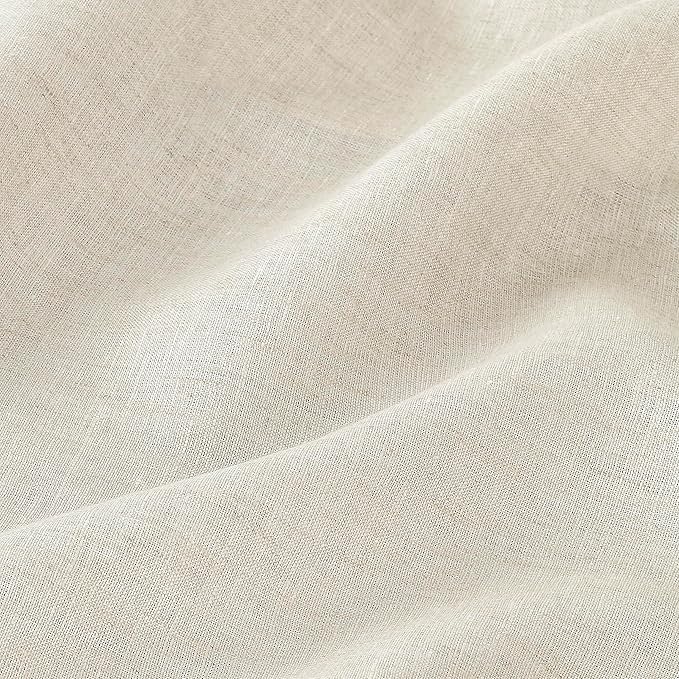 D'Moksha Homes Light Natural Linen Tablecloth for Rectangle Tables 60 x 144 Inch - 100% Pure Linen Natural Table Cloth - Classic Hemstitch, Machine Washable Dining Tablecloth for Valentines, Easter