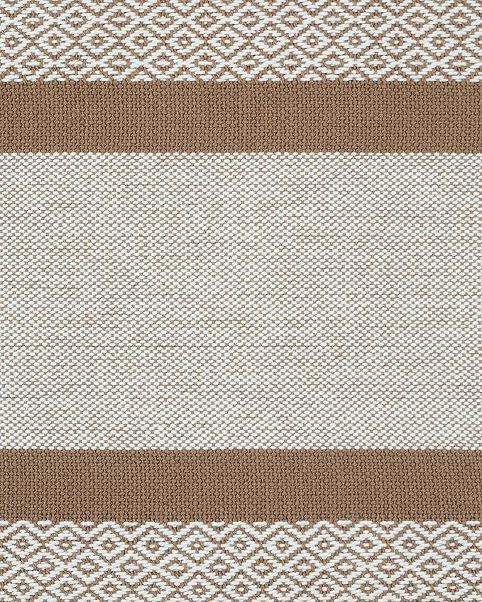 Sticky Toffee Cotton Placemats Set of 4 ??Tan Woven 14x19 in Table Mats for Kitchen or Dining Table, Boho Style, Washable Cloth Placemats