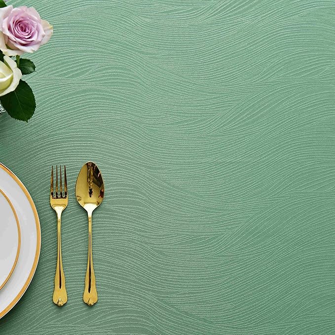maxmill Jacquard Round Table Cloth Swirl Design Waterproof Antiwrinkle Heavy Weight Soft Tablecloths for Circular Table Cover and Kitchen Dinning Tabletop Round 70 Inch Sage Green