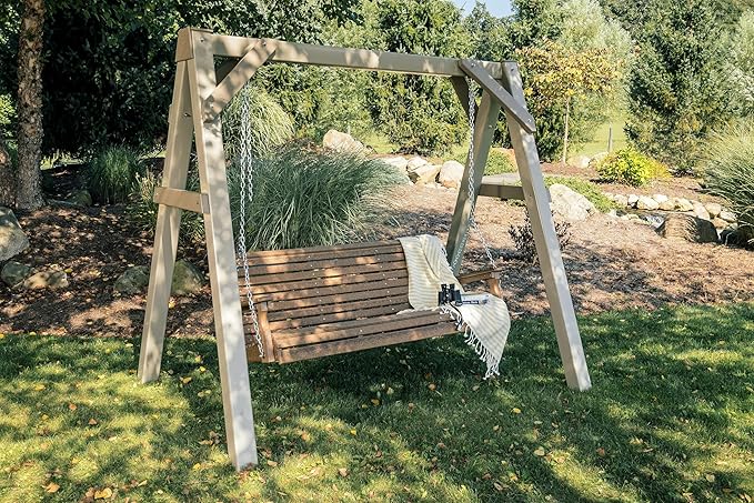 LuxCraft Rollback 5ft Recycled Plastic Plain Porch Swing with Flip Down Center Console - Lead Time to Ship 4 Weeks