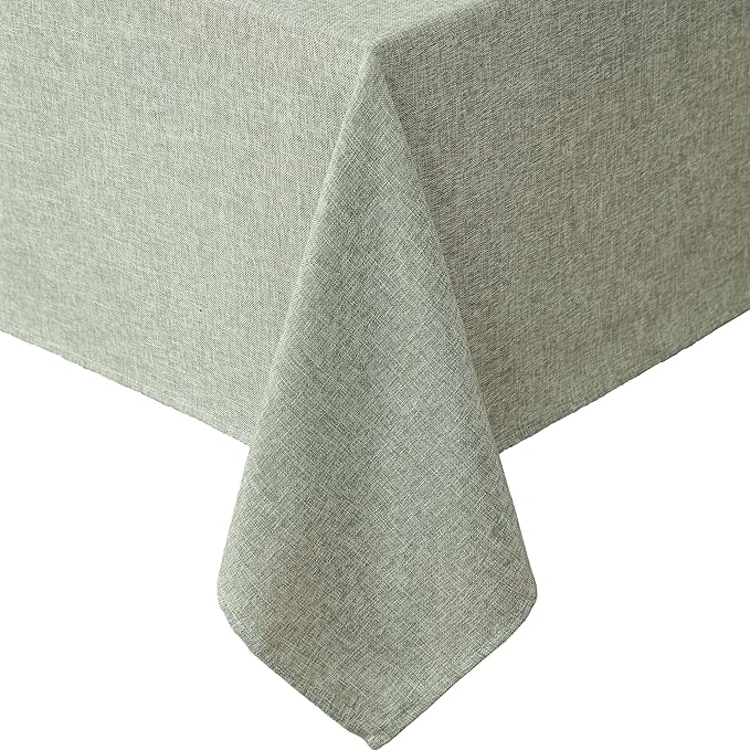 Laura Ashley Harper Luxuriously Smooth Fabric Tablecloth for Formal or Casual Dining, Holiday, Banquet, Wedding or Party, 60" x 120", Sage