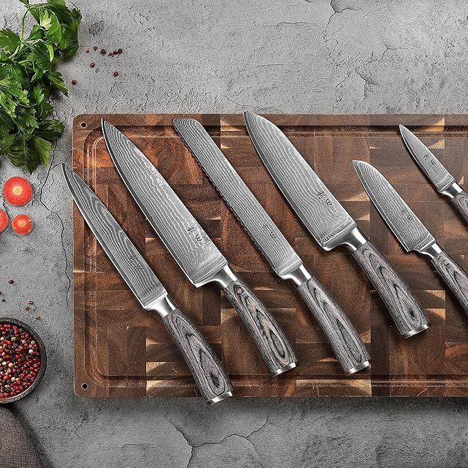 Wakoli EDIS 6-Piece Damascus Kitchen Knife Set ??Professional Chef Knives Set with VG10 Core Blades, 67-Layer Damascus Steel & Ergonomic Pakkawood Handles ??Premium Kitchen Knives in Elegant Gift Box
