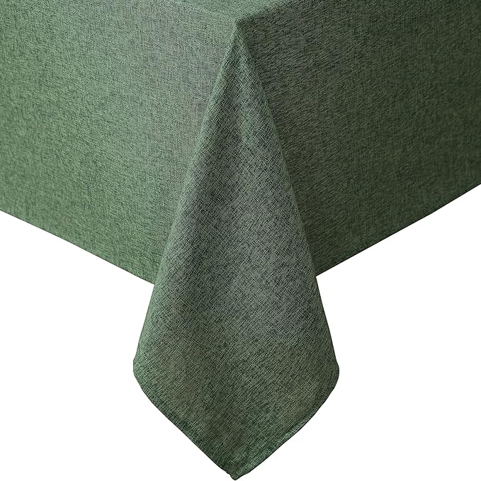 Laura Ashley Harper Luxuriously Smooth Fabric Tablecloth for Formal or Casual Dining, Holiday, Banquet, Wedding or Party, 60" x 144", Green