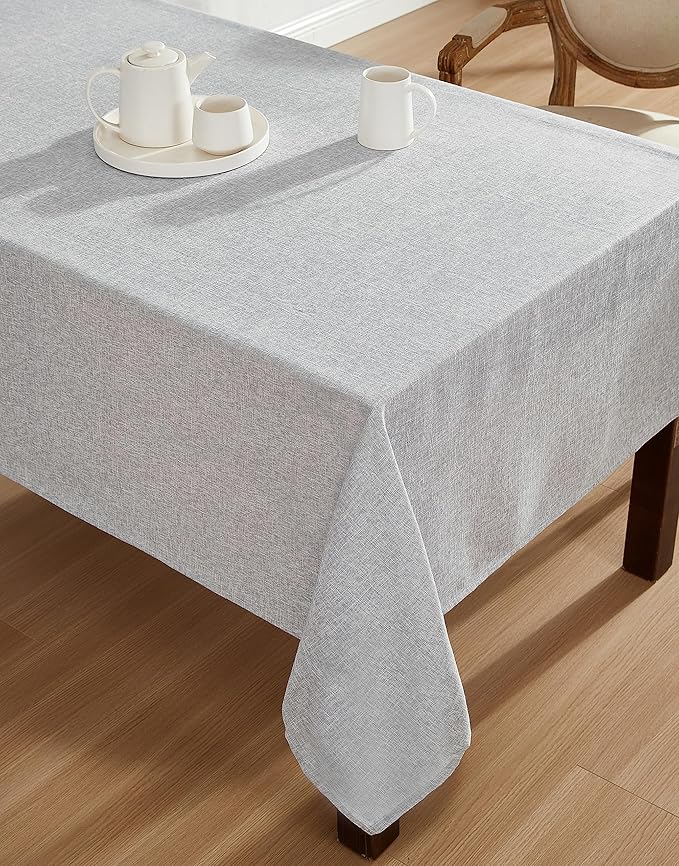 Laura Ashley Harper Luxuriously Smooth Fabric Tablecloth for Formal or Casual Dining, Holiday, Banquet, Wedding or Party, 60" x 120", Ash Gray