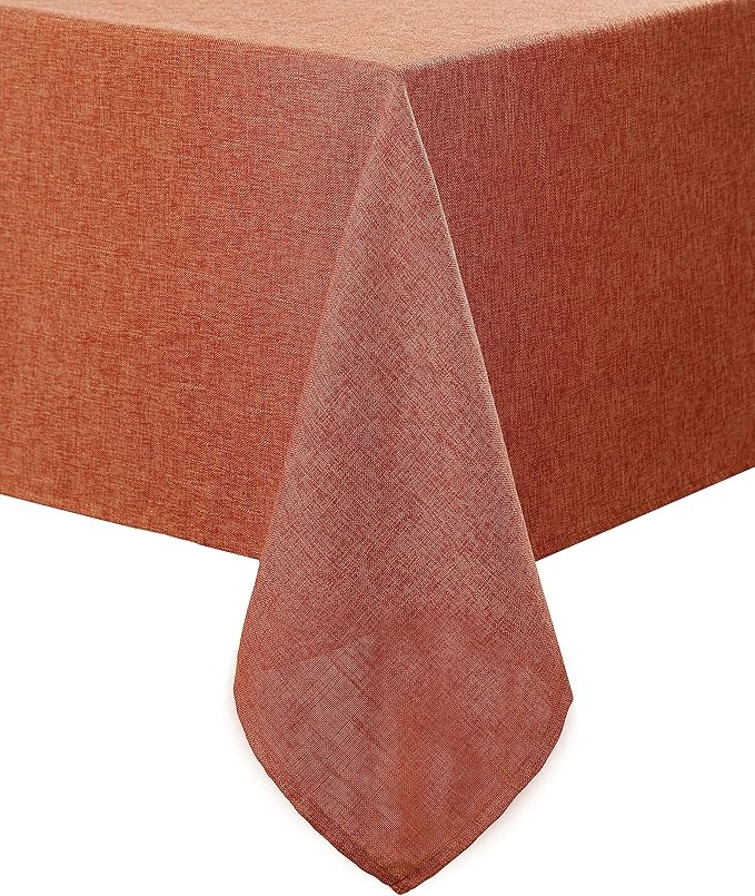 Laura Ashley Harper Luxuriously Smooth Fabric Tablecloth for Formal or Casual Dining, Holiday, Banquet, Wedding or Party, 60" x 144", Spice