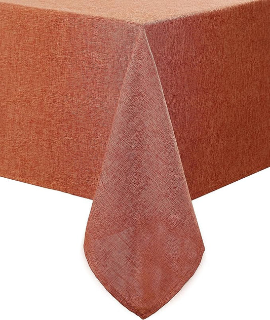 Laura Ashley Harper Luxuriously Smooth Fabric Tablecloth for Formal or Casual Dining, Holiday, Banquet, Wedding or Party, 60" x 144", Spice