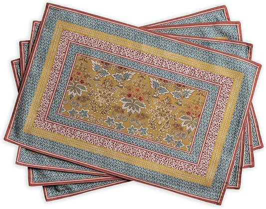 Maison d' Hermine Placemats Set of 4 100% Cotton Washable Cloth Place Mats, Reusable Table Mats for Kitchen Dining Decoration, Party, Wedding, Restaurant Spring/Summer (Marquise, 13" x 19")