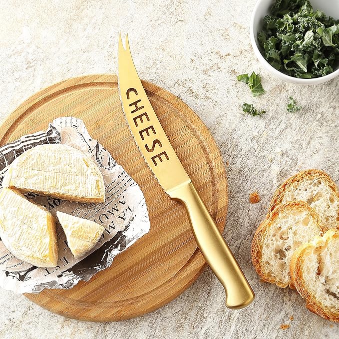 McCook짰 Kitchen Knife Sets, Golden Titanium Stainless Steel Knives Block Set with Built-in Sharpener
