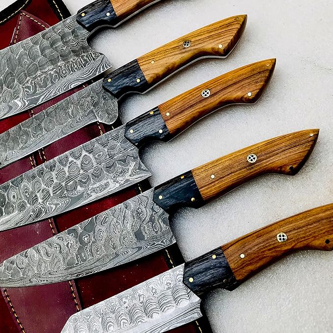 MDM Handmade Damascus Steel Kitchen Knife Set of 5pcs With sheath Chef knife set Chef Knives set Kitchen Gadgets Handmade Kitchen Gifts Viking Kitchen Knife For Men, Mothers day gifts for friend
