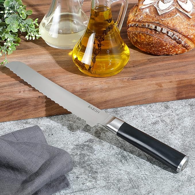Babish 8-Inch Bread Knife ??High-Carbon 1.4116 German Steel Kitchen Knife ??Professional Serrated Cutlery for Slicing Bread and Baked Goods