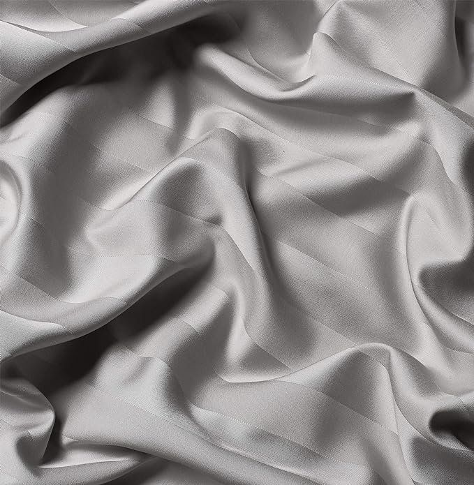 Pure Bamboo King Sheets, Genuine 100% Organic Viscose Derived from Bamboo Bed Sheet Set, Luxuriously Soft & Cooling, Double Stitching, 2 Year Quality Promise (King, Jacquard Silver)