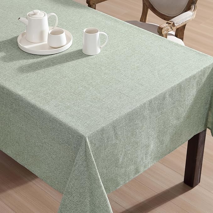 Laura Ashley Harper Luxuriously Smooth Fabric Tablecloth for Formal or Casual Dining, Holiday, Banquet, Wedding or Party, 60" x 120", Sage