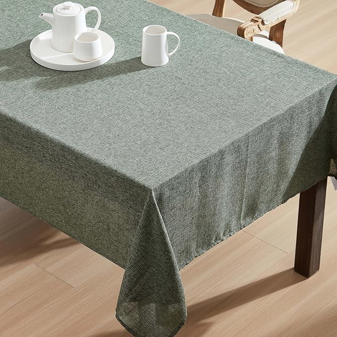 Laura Ashley Harper Luxuriously Smooth Fabric Tablecloth for Formal or Casual Dining, Holiday, Banquet, Wedding or Party, 60" x 144", Olive